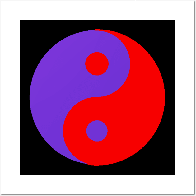 Yin Yang in blue and red Wall Art by NovaOven